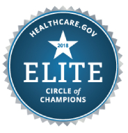 A blue circle with the word " elite " in it.